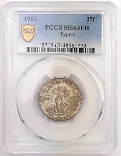 1917年 スタンディング・リバティ・クォータードル ~ タイプ2 ~ PCGS MS63FH ~ フルヘッド 139,150円