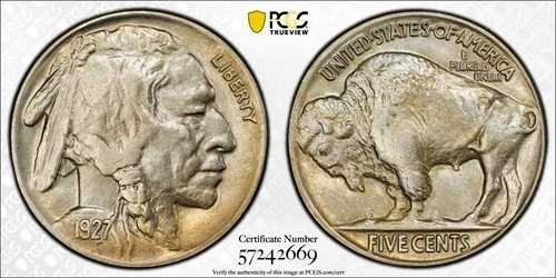 PCGS MS66 1927年 バッファローニッケル グリーン CAC ステッカー