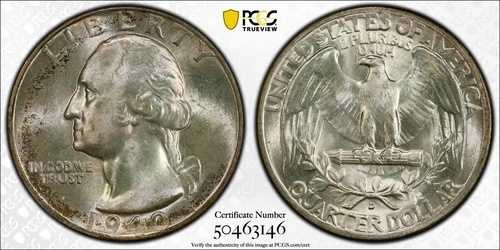 PCGS MS67 1940-D ワシントン クォーター