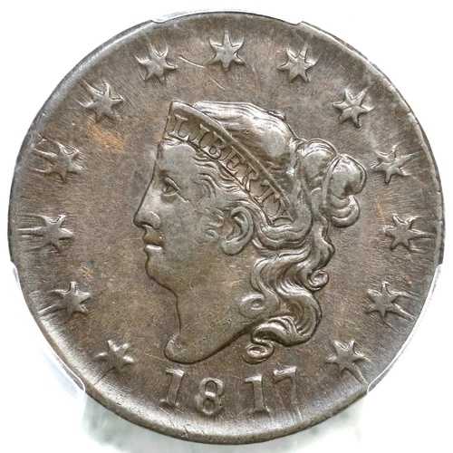 1817 N-9 R-2 PCGS AU 53 マトロンまたはコロネットヘッド ラージセントコイン 1セント