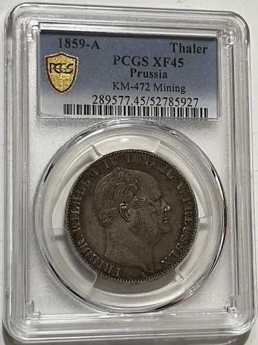 1859-A プロイセン鉱山 ターラー ドイツ XF45 PCGS