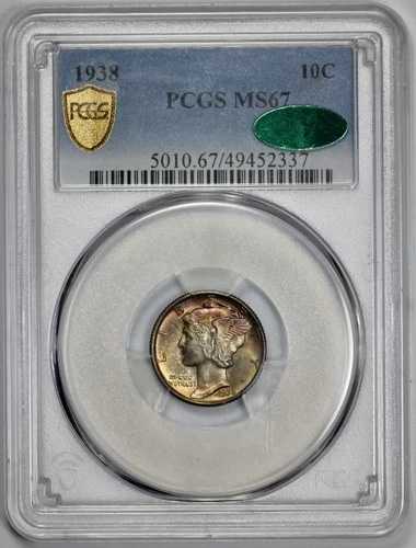 1938年製 マーキュリー 10セントダイム PCGS MS 67 シャンパントーン CAC認定 139,150円