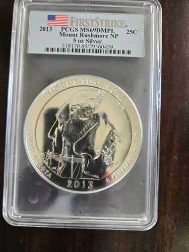 2013-P 5オンス シルバー マウントラシュモア NP PCGS MS69DMPL ファーストストライク