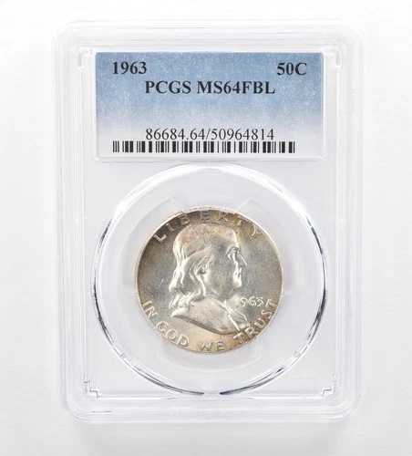 1963年 フランクリン ハーフダラー MS64 FBL PCGS ペリフェラルトーン *7502
