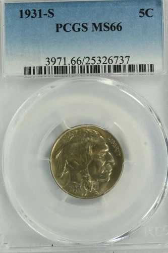 1931-S バッファローニッケル：PCGS MS66