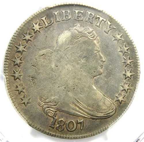 1807 年 ドレープ バスト ハーフ ドル 50 セント コイン - PCGS VF 詳細認定 - 希少!