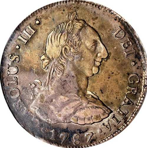 1787年 チャールズ 3世ボリビア 8リール PCGS XF 40 PTS PR ポトシ造幣局 元ソルトン-