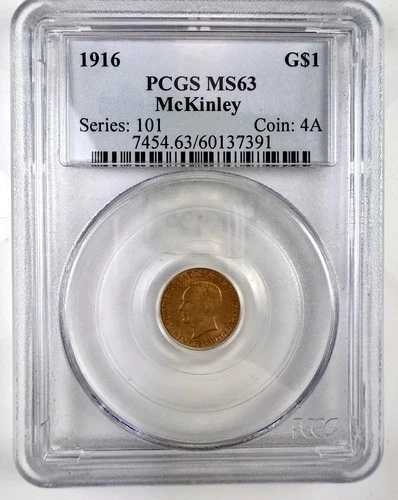 1916年 マッキンリー 1ドル金貨 米国記念硬貨 - PCGS MS 63｜WORLD RESOURCE【QUEEN店】 141,900円