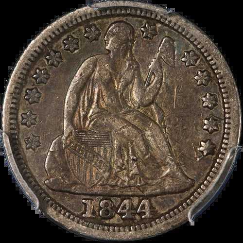 1844年製 シーテッド リバティ ダイム PCGS XF 詳細 素晴らしい外観 強い打刻|WORLD RESOURCE【QUEEN店】