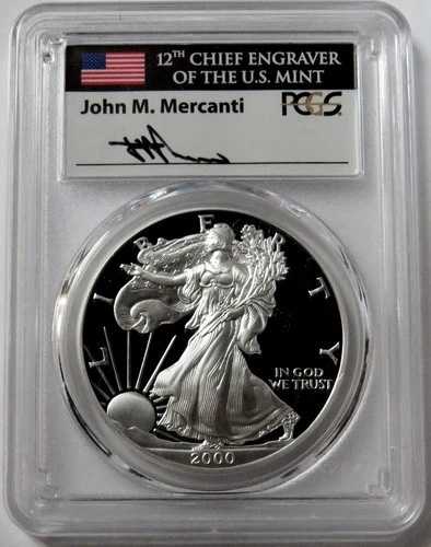2000年 P アメリカン シルバー イーグル マーカンティ サイン入り PCGS PR 70 DCAM 1ドル プルーフ 1オンス コイン|WORLD RESOURCE【QUEEN店】