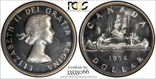 1954年 プルーフ風カナダ銀貨 - PCGS PL 67