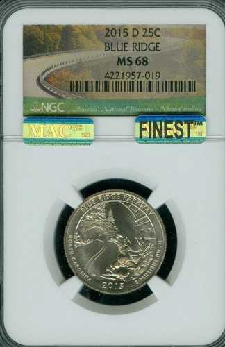 2015 D ブルーリッジ クォーター NGC MS68 MAC 最高級 & スポットレス POP 8 。 143,000円