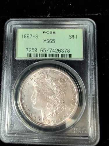 1897-S モーガン銀貨 1ドル PCGS MS65 - 7426378