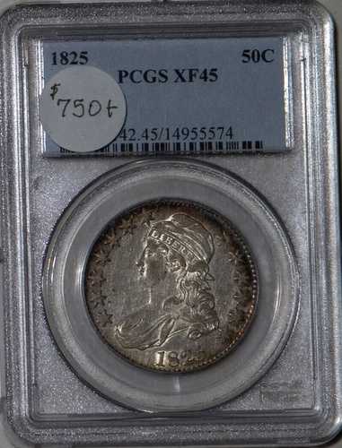 1825年 キャップドバスト ハーフダラー PCGS XF45 トーン 米国造幣局 50セント銀貨 希少 143,550円