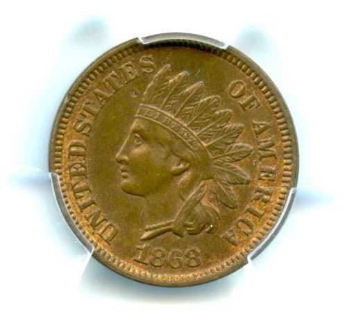 1868年インディアンセント、PCGS MS64BN