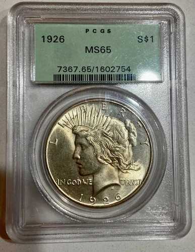 1926年 PCGS MS65 ピースダラー - オールドグリーンホルダー #7367.65/1602754 ホワイト