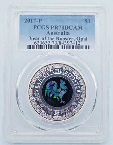 2017-P オーストラリア 1ドル オパール 酉年 PCGS PR70DCAM - U135