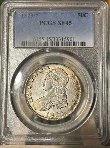 1829/7 50C PCGS Xf45 50セント キャップドバスト ハーフドル 光沢あり