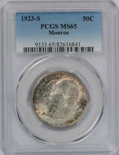 1923 S モンロー 50C PCGS MS65 記念ハーフ ドル 素晴らしいコインです!