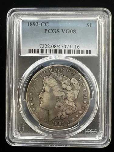 1893-CC モルガン銀貨 $1 PCGS VG08