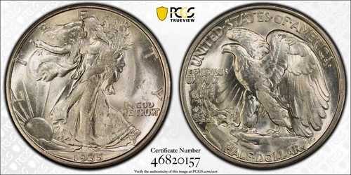 1935-D ウォーキング・リバティ・ハーフダラー MS64 PCGS フロステッドジェム
