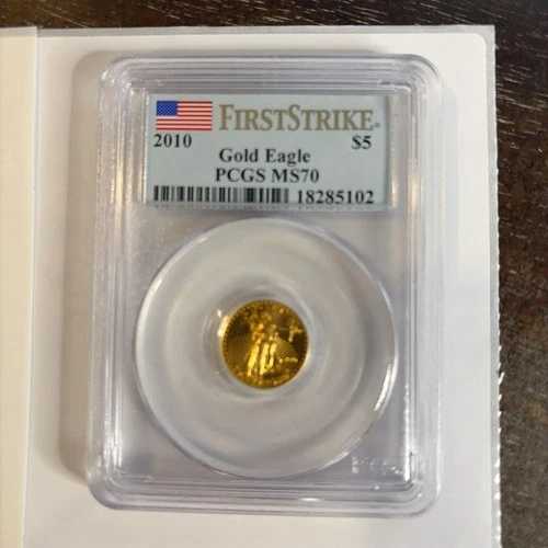 2010年 - 1/10オンス アメリカンゴールドイーグル $5 - ファーストストライク - PCGS MS70 ~BEAUTIFUL-102