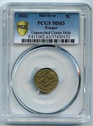 1922年 リンダウアー 未穿孔 PCGS Ms 63 ファウテ 5セントコイン