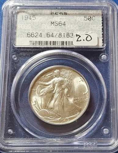 1945年ウォーキング・リバティ・ハーフダラー PCGS MS64 ドイリーラベル