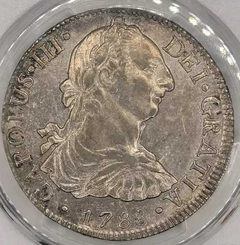 1788 Mo FM チャールズ 3 世 メキシコ .896 シルバー 8 レアル PCGS AU KM# 106.2 Calico-1132