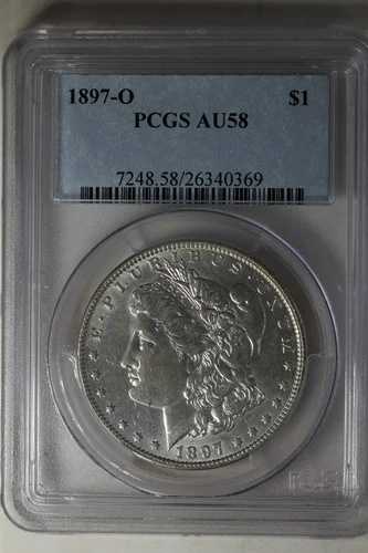 1897-O $1 PCGS AU58 モルガン銀貨、ミス・リバティ・ヘッド・ドル