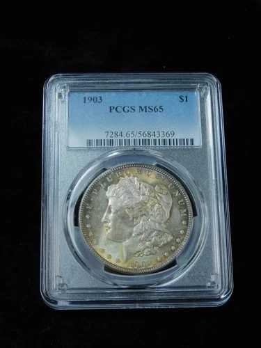 1903年 1ドル モルガン銀貨 - PCGS MS65、美しい虹色調