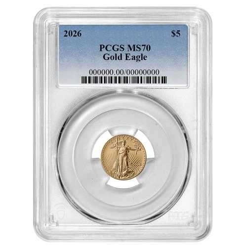 2026年 5ドル アメリカン ゴールド イーグル 1/10オンス PCGS MS70 ブルーラベル