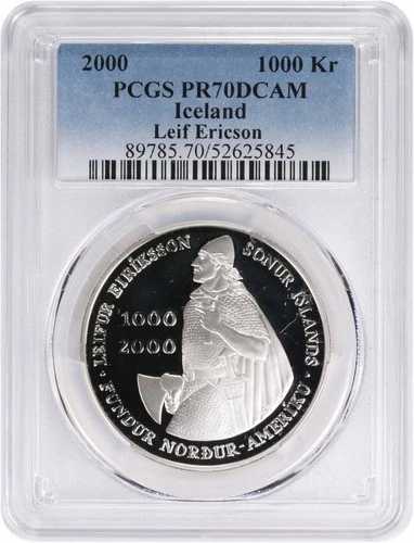2000年アイスランド記念銀貨 1000Kクローナ PR70DCAM PCGS プルーフ 70 DC｜WORLD RESOURCE【QUEEN店】