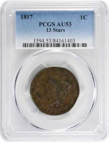 1817年製 ラージセント 13スター AU53 PCGS