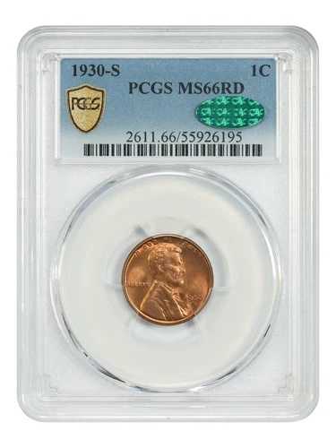 1930-S 1C PCGS/CAC MS66RD - リンカーン・セント（小麦色の裏面） - 良質S-ミント・リンカーン