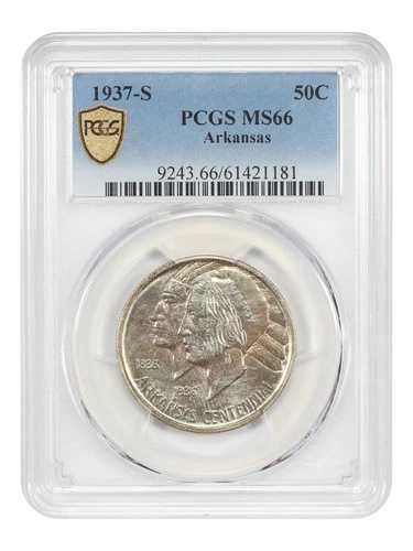 1937-S 50セント アーカンソー PCGS MS66 - クラシックシルバー記念貨幣 - 少量発行