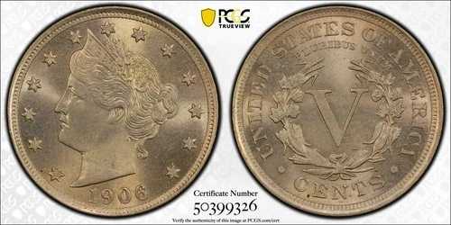 1906年 リバティニッケル PCGS MS65+｜WORLD RESOURCE【QUEEN店】