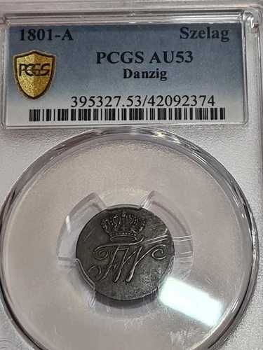 ポーランド、ダンツィヒ、フリードリヒ・ヴィルヘルム3世、シェラーグ 1801-A、PCGS AU53