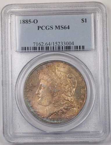 1885-O 米国モルガン銀貨 $1 PCGS MS-64 トーン BR5 R