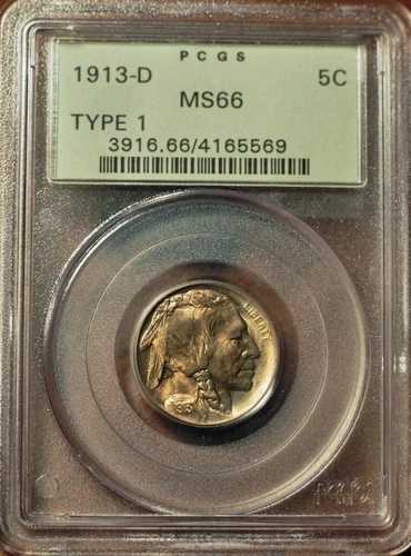 1913-D タイプ1 バッファローニッケル PCGS MS66｜WORLD RESOURCE【QUEEN店】