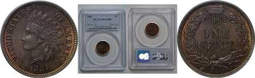 1881年インディアンヘッドセント PCGS MS-65 RB 146,850円