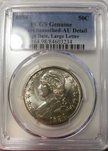 1834年 50セント Lg 日付 ラージレター キャップドバスト ハーフドル PCGS 正規品 AU 詳細