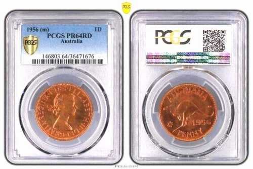 オーストラリア 1956年 ペニー パーフェクトプルーフ PCGS グレード キー日付 低 ミント FDC As｜WORLD RESOURCE【QUEEN店】