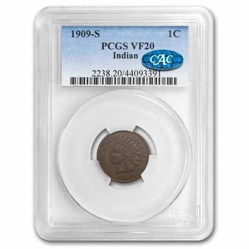 1909-S インディアンヘッド セント VF-20 PCGS CAC (ブラウン)