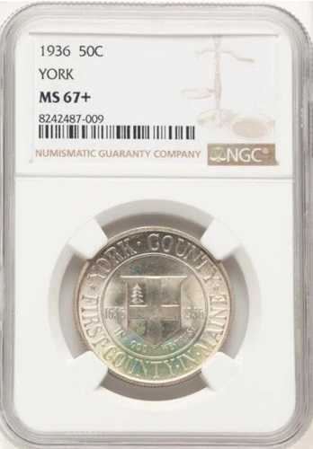 1936年ヨーク記念銀貨ハーフドル - 50セント - PCGS MS 67+ - 極上品