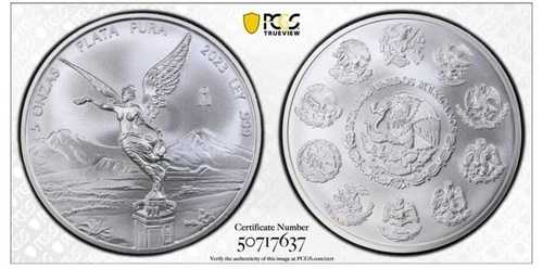 ????2023 メキシコ 5 オンザ リベルタード PCGS MS67? シルバー コイン
