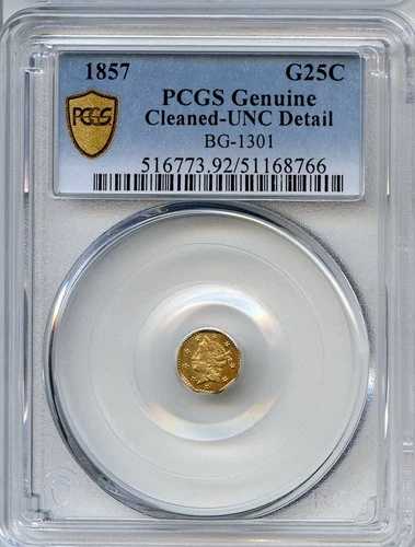 希少 1857 G25C カリフォルニア フラクショナルゴールド BG-1301 / PCGS UNC