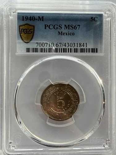 1940年 5センターボ アステカカレンダー PCGS MS67 トップポップ ファイネスト 147,950円