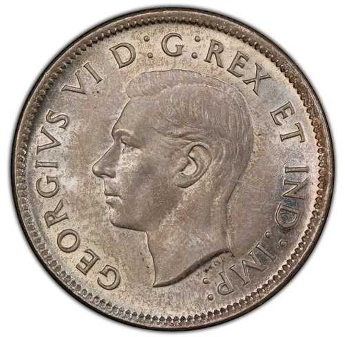 カナダ - 1939 年 ジョージ 6 世 25 セント - PCGS MS65 - Ex: ANS コレクション - わずか 4 の高品質!