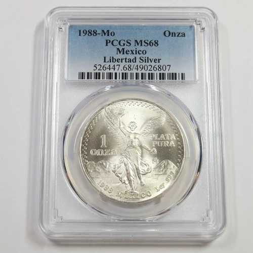 1988 Mo PCGS MS68 - メキシコ - 1 オンス シルバー リベルタ オンザ #49719A